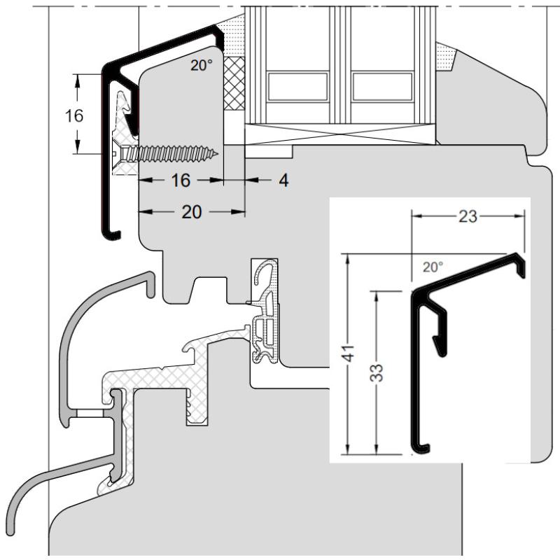 Flügelabdeckprofil SL für Holzfenster